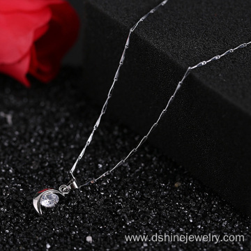 Silver Simple Zircon Chain Necklace For Wedding Jewelry